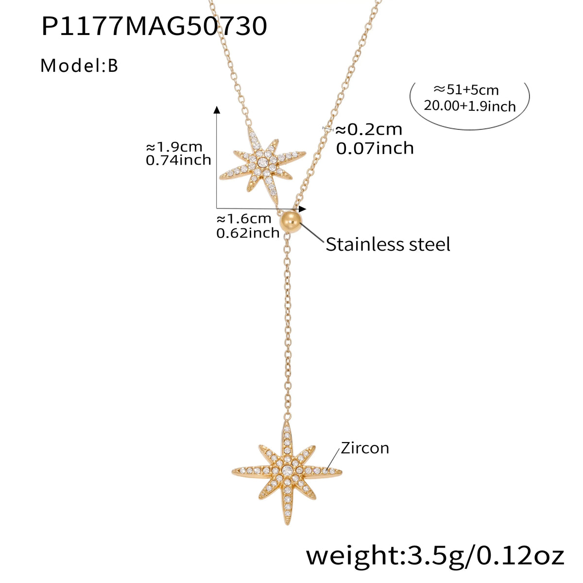 Gold Plated Zircon Y Lariat Necklace