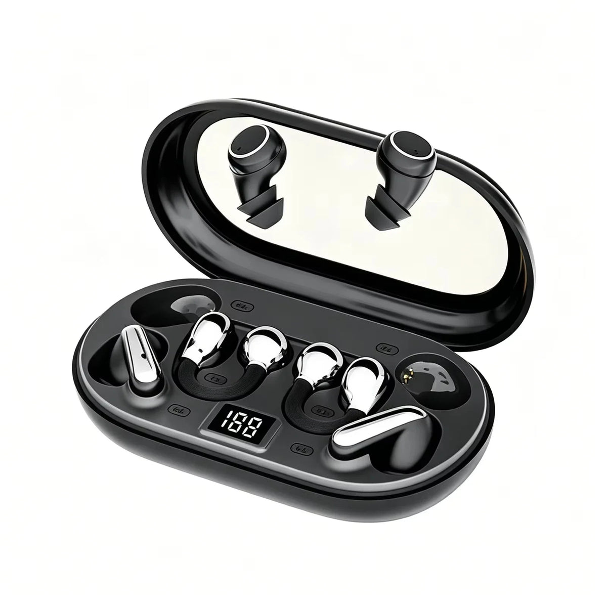 P47 3-in-1 Wireless Bluetooths Earbuds In-Ear & Ear-Clip Design LED