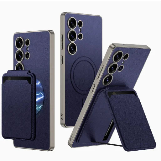 Business Plain Leather Built-in Magnetic Charging