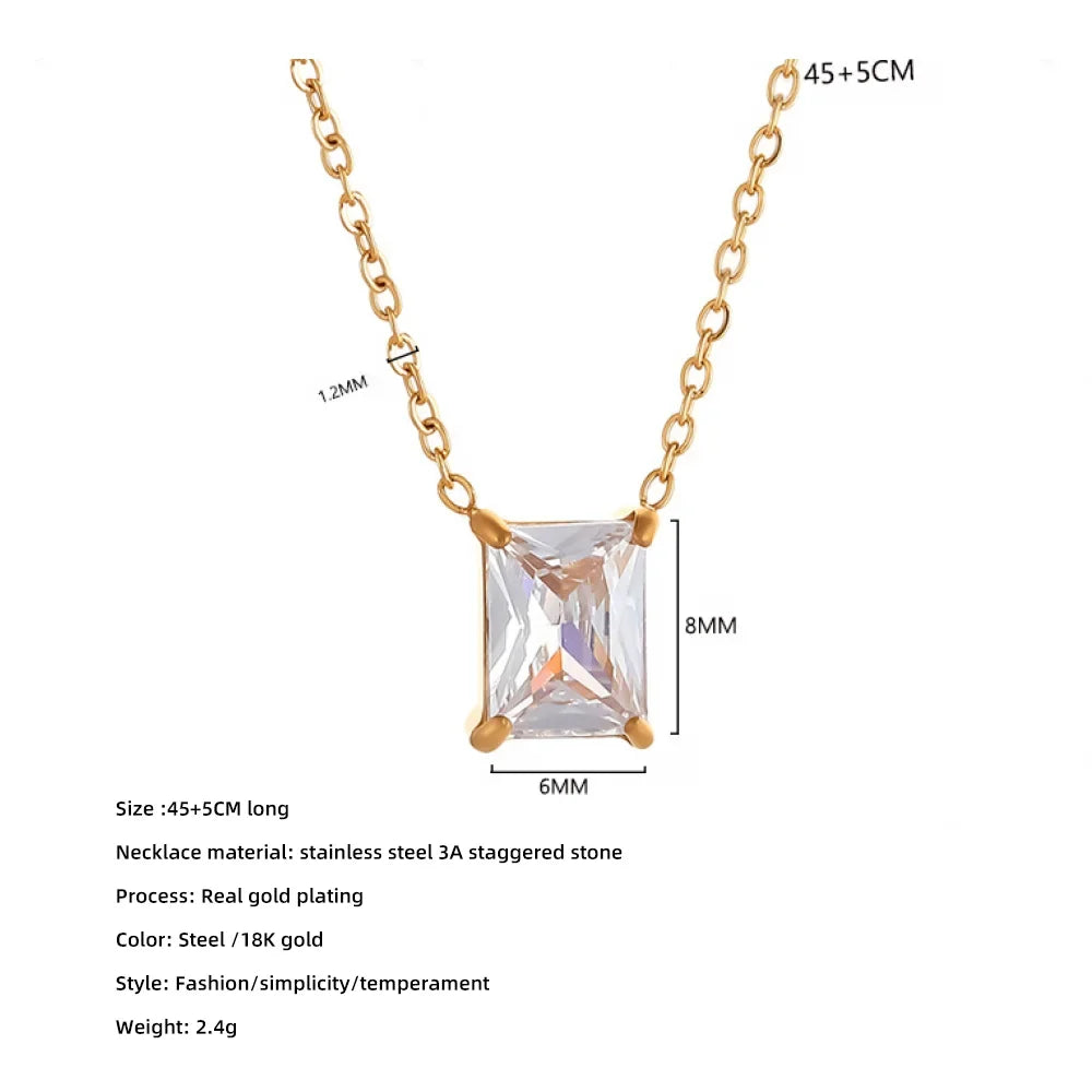 Gold Plated Zircon Necklace - Anti Tarnish Jewelry