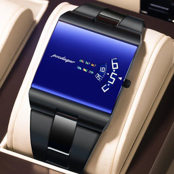 Poedagar 857 Men Quartz Wrist Watch Stylish Trendy Futuristic Unique Design 3ATM Waterproof Alloy Case Stainless Steel Band