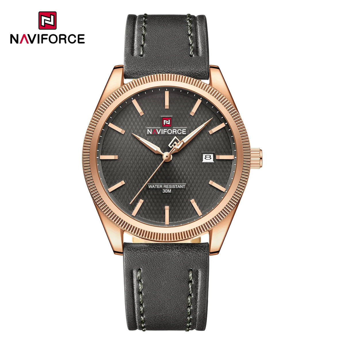 NAVIFORCE Men's Quartz Watch with Leather Strap