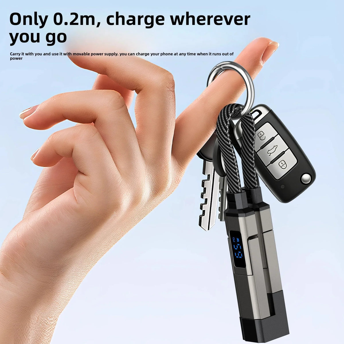 4 in 1 Nylon Braided Keychain Charging Cable