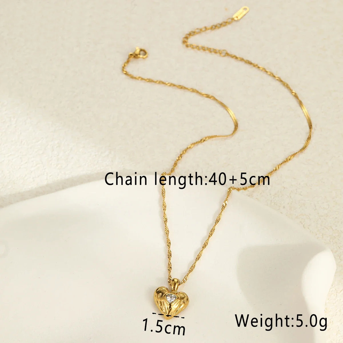 KITI Romantic 18K Gold Heart Necklace with Zirconia