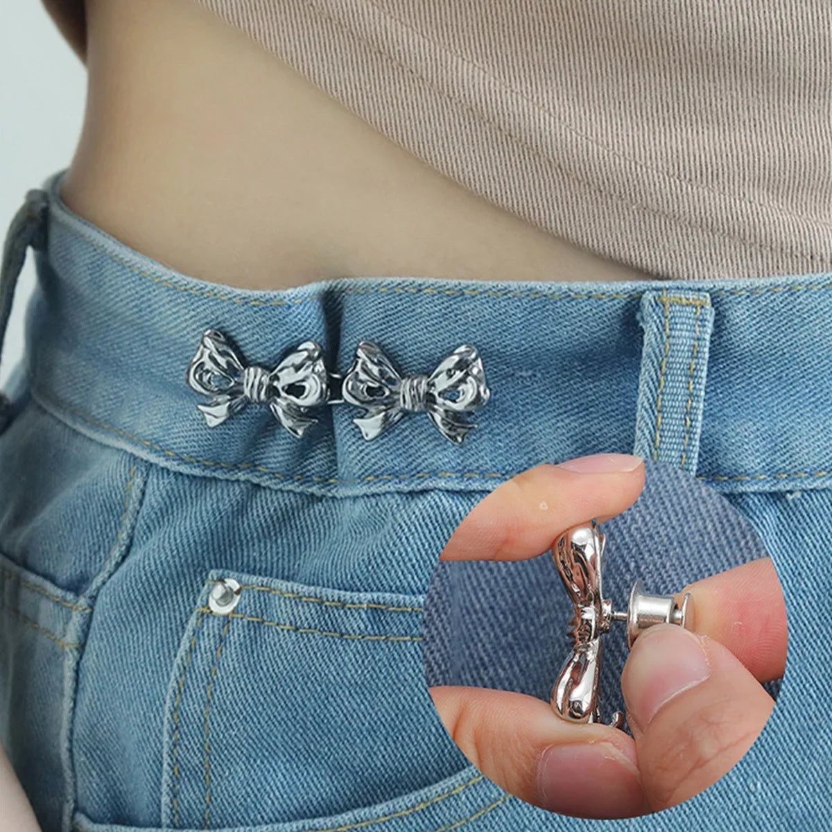 No Sew Jeans Metal Buttons Easy Clip Perfect Fit Instant Universal
