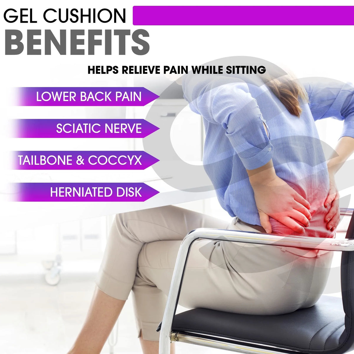 TPE Planets Large VIOLET Gel Seat Cushion for Long Sitting Car Seat