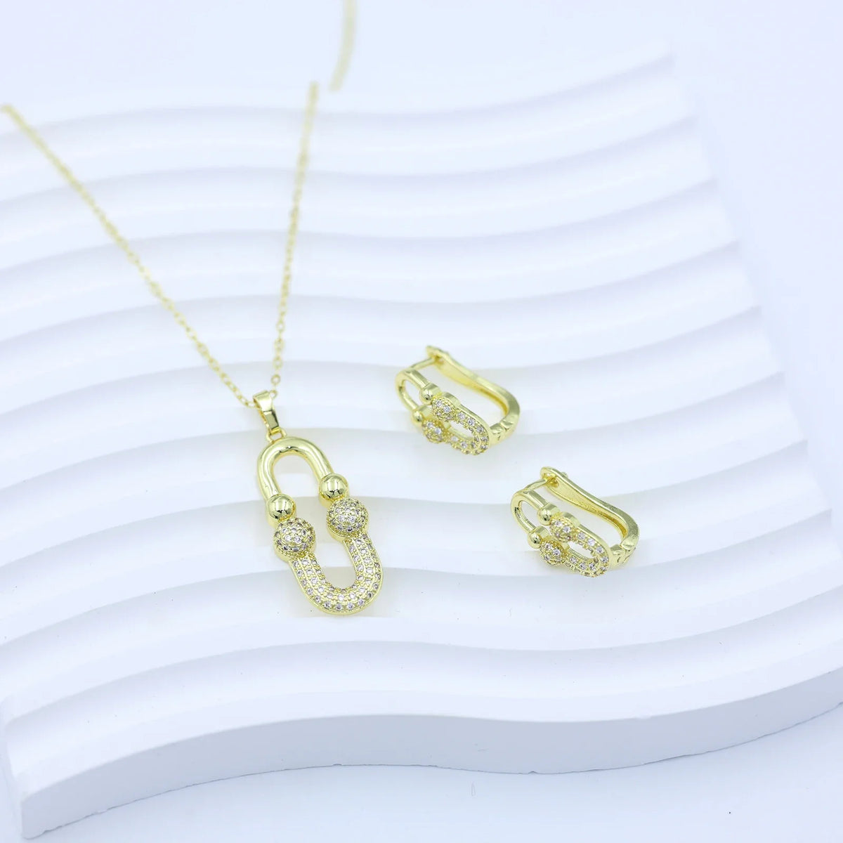 Luxury 14k Gold Plated Zircon Jewelry Set
