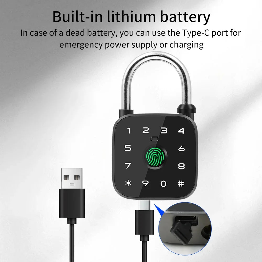 Smart Aluminum Alloy Padlock with Fingerprint Password RFID Card Key