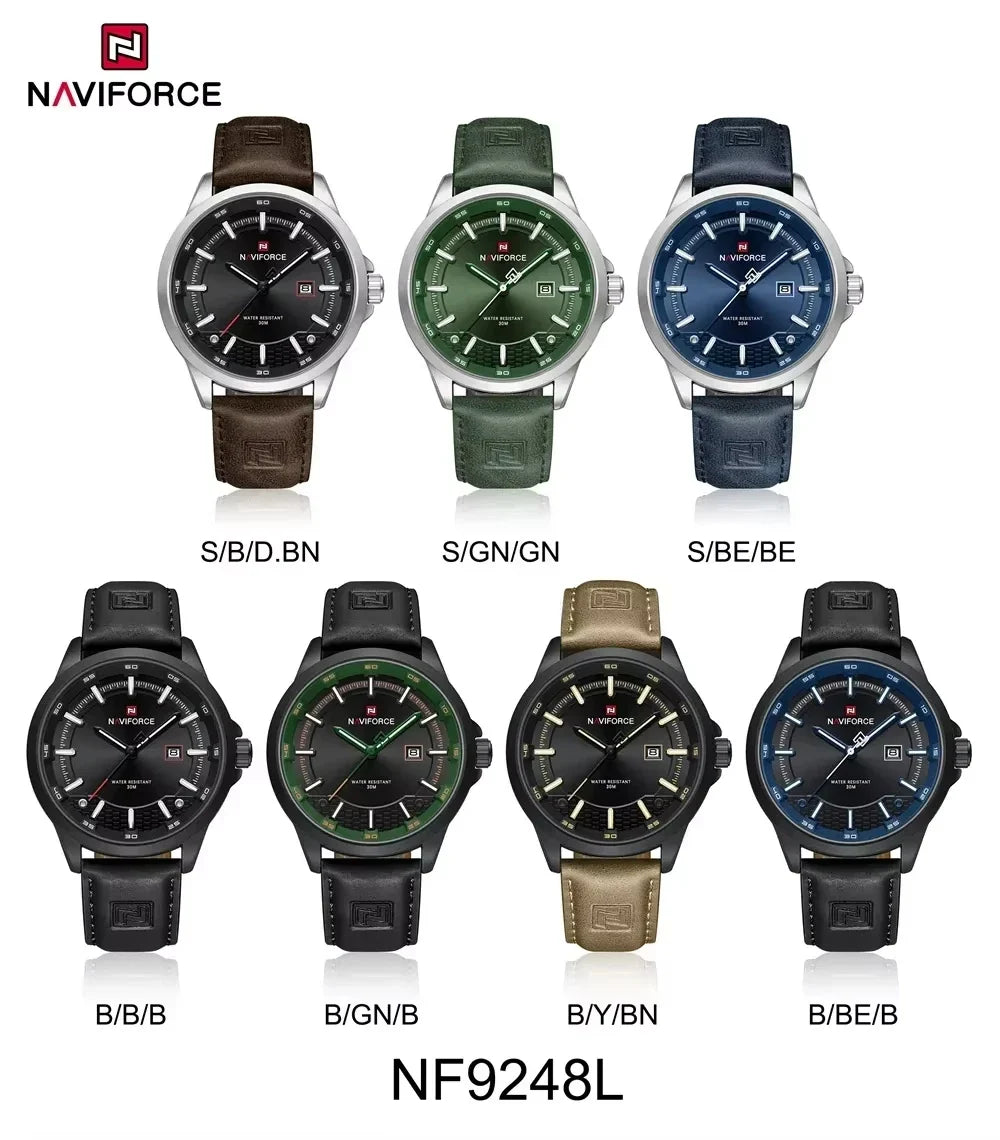 NAVIFORCE Men's Luxury Sport Leather Watch