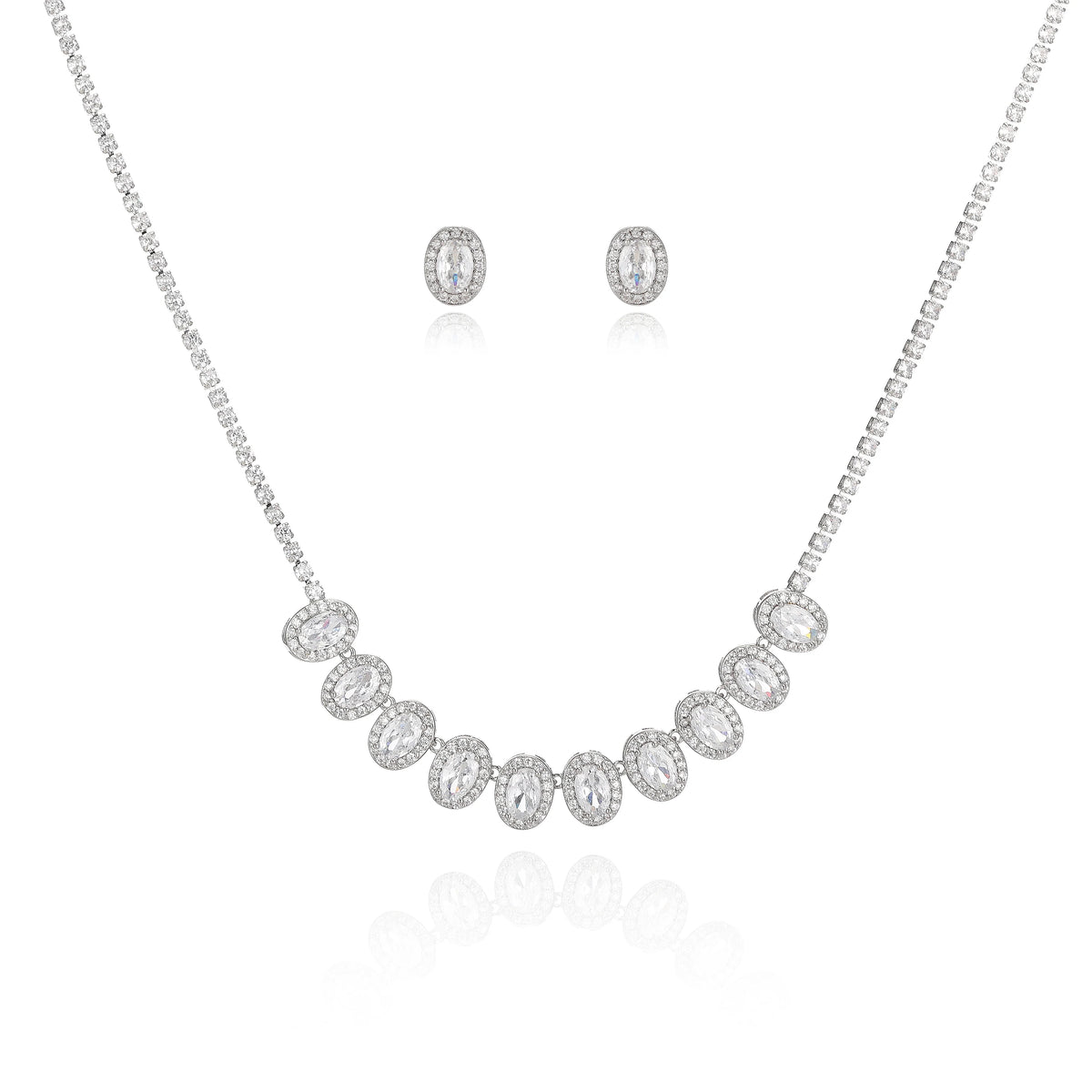 Vintage Zircon Gold Plated Necklace & Earring Set