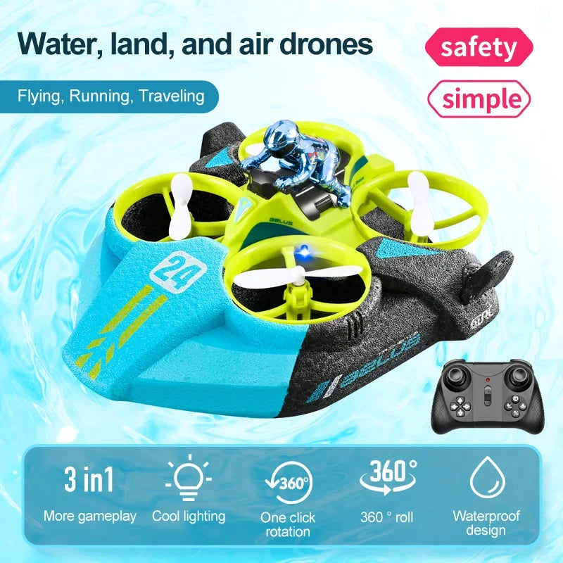 2 in 1 Mini RC Drone Quadcopter Remote Control RC Boat Ship Drone