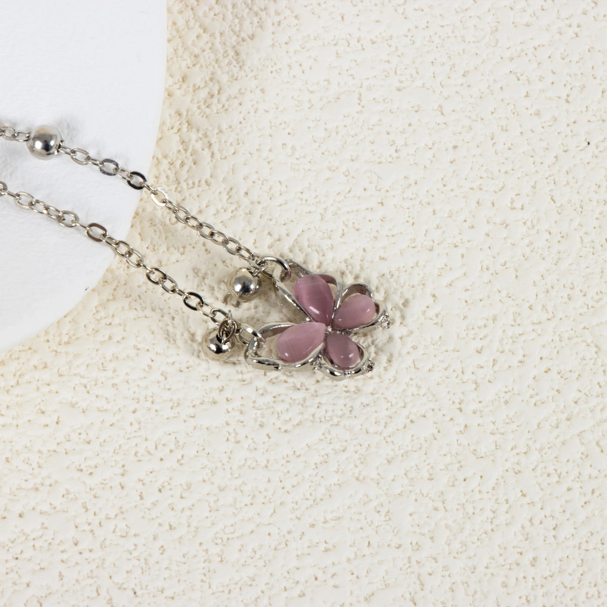 Strawberry Crystal Butterfly Pendant Necklace