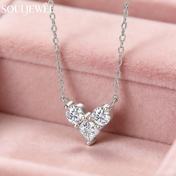 Silver Heart Moissanite Pendant Necklace