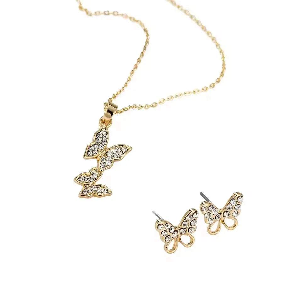 Elegant 14k Gold Butterfly Jewelry Set
