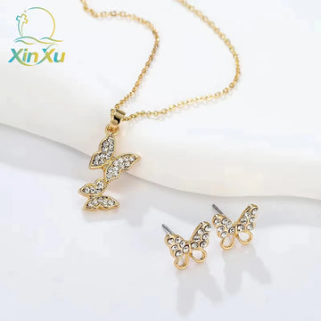 Elegant 14k Gold Butterfly Jewelry Set