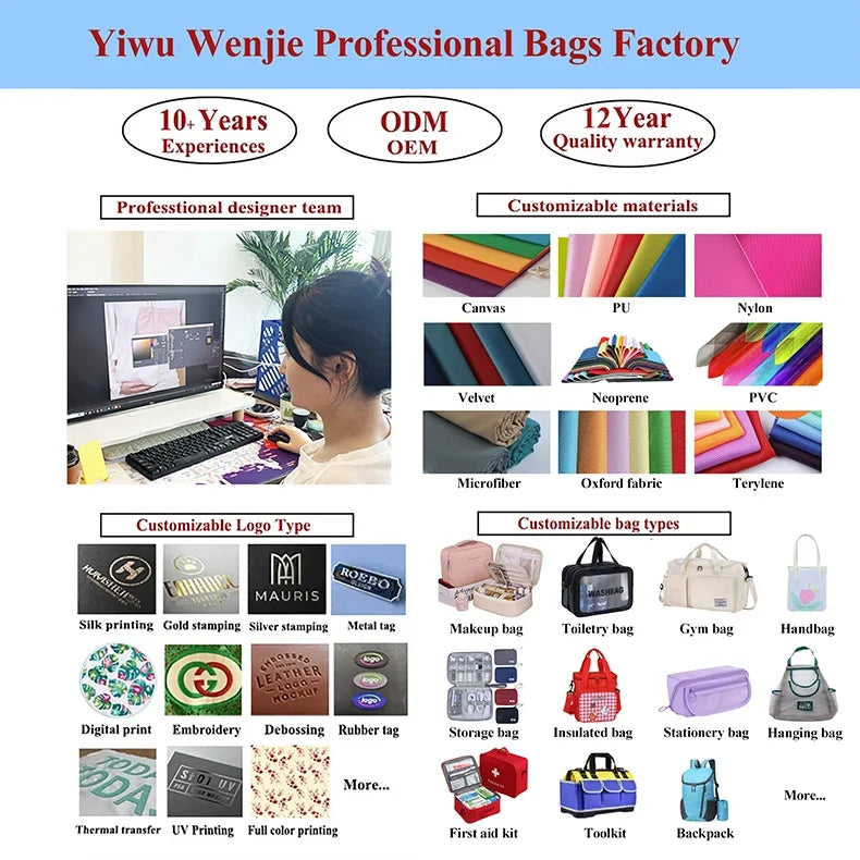 Luxury Cosmetic Bag Portable Durable Canvas Handheld Travel