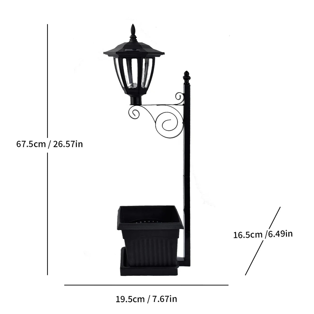 Solar Resin Flower Pot Iron Art Lamp Decorative Piece Outdoor Garden