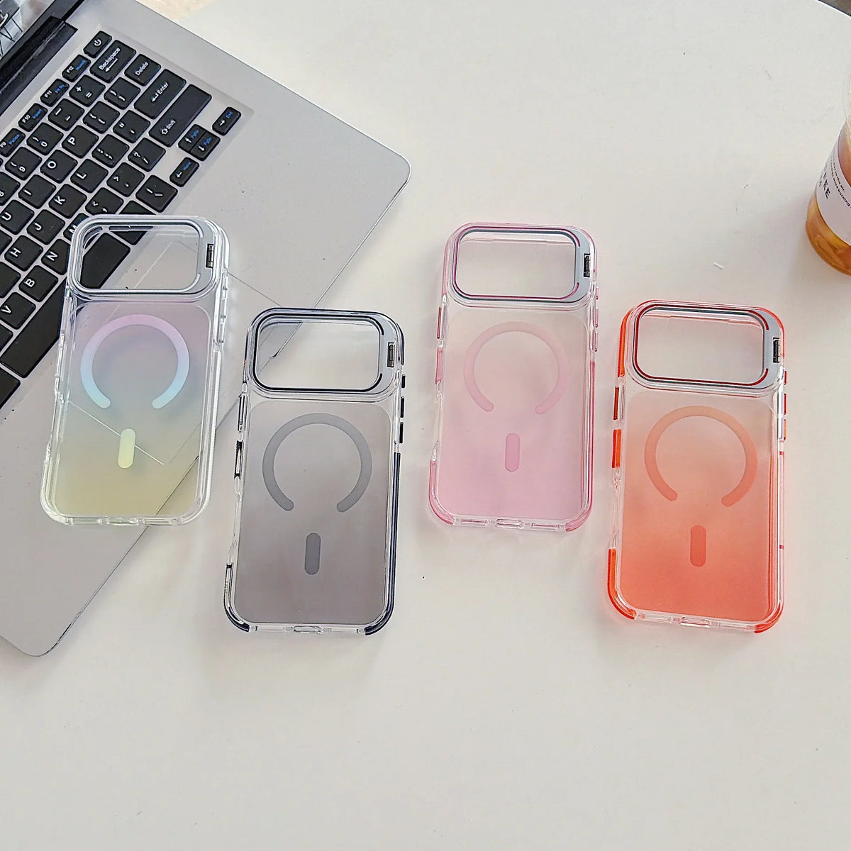 Invisible Lens Bracket Transparent Color Gradient PC TPU Shockproof Case