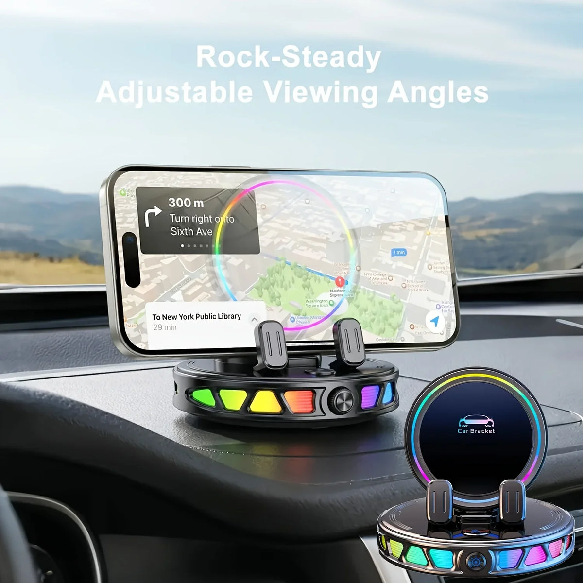 Suction Cup Car Phone Mount (360° Rotation) with LED Light |