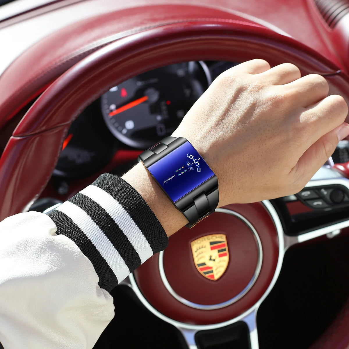 Poedagar 857 Men Quartz Wrist Watch Stylish Trendy Futuristic Unique Design 3ATM Waterproof Alloy Case Stainless Steel Band
