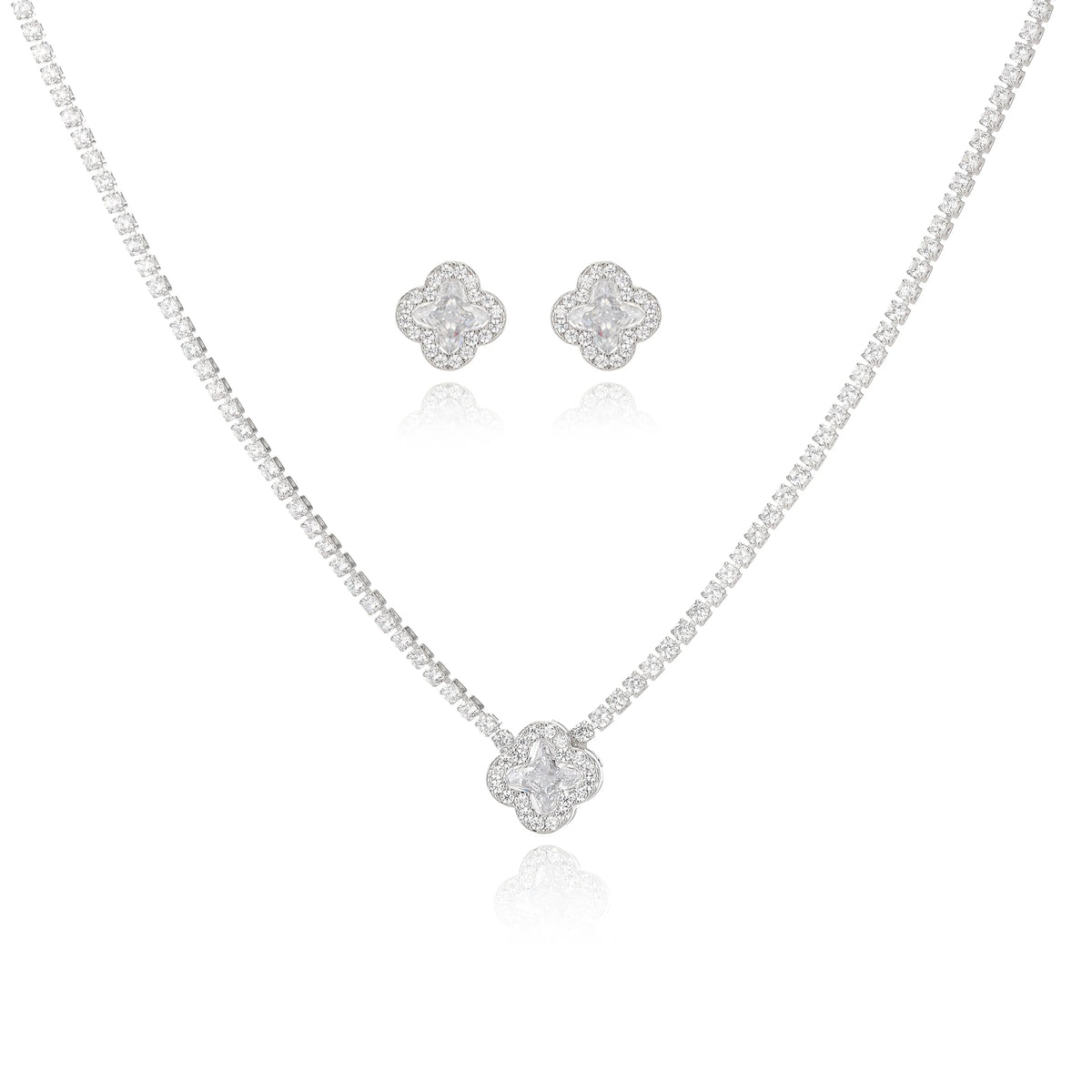 Eco-friendly Clover Zircon Jewelry Set for Women