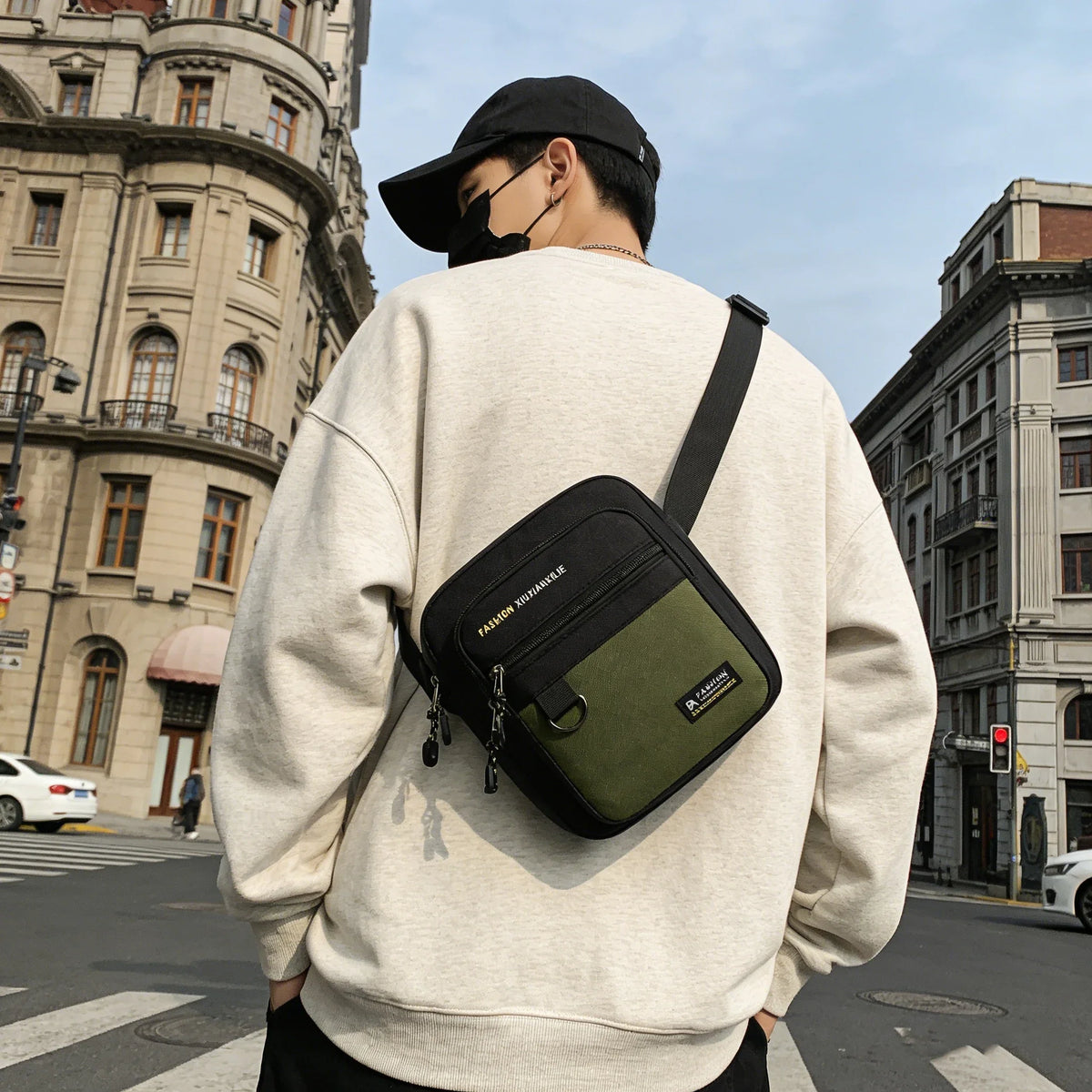 Men's Minimalist Chest Waterproof Outdoor Backpack Geometric Bag