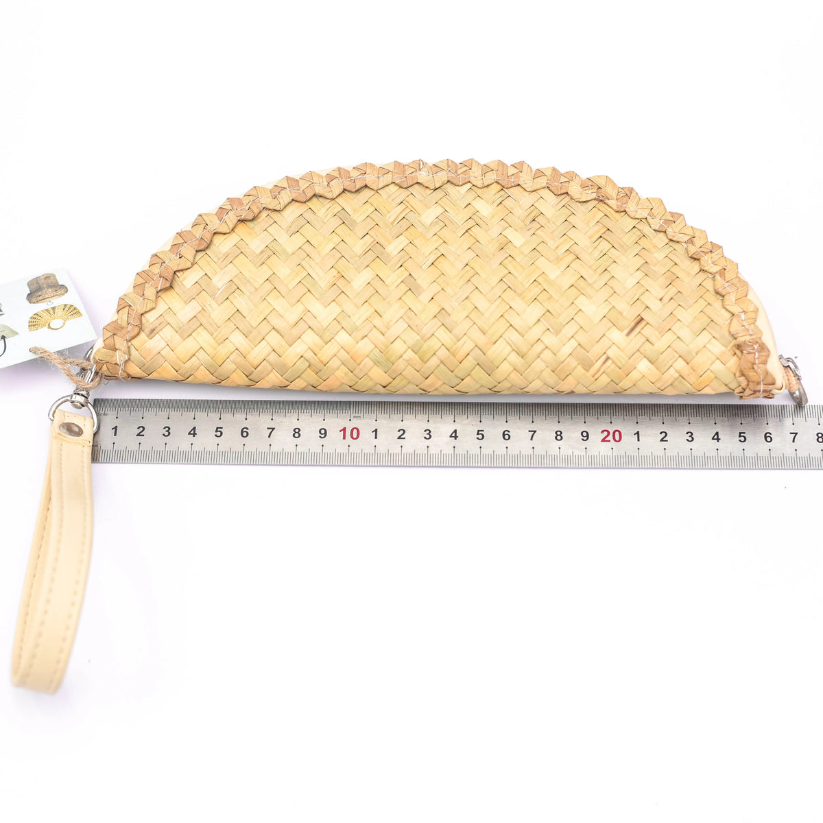 Vintage Half-Moon Straw Handbag with Leather Strap
